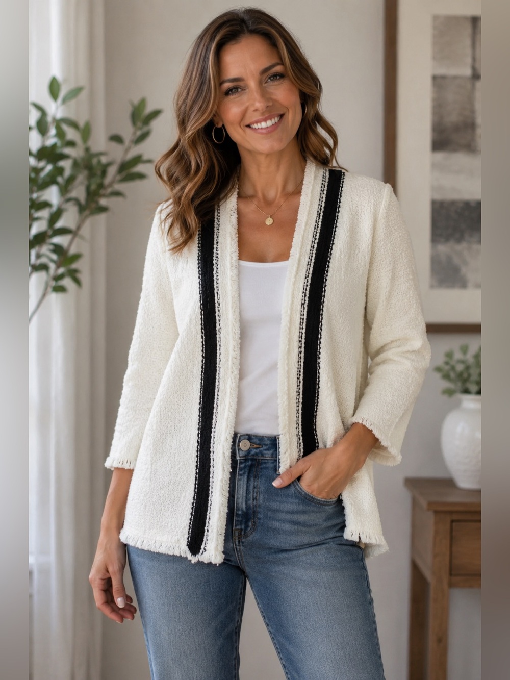 CHICOS off white cardigan